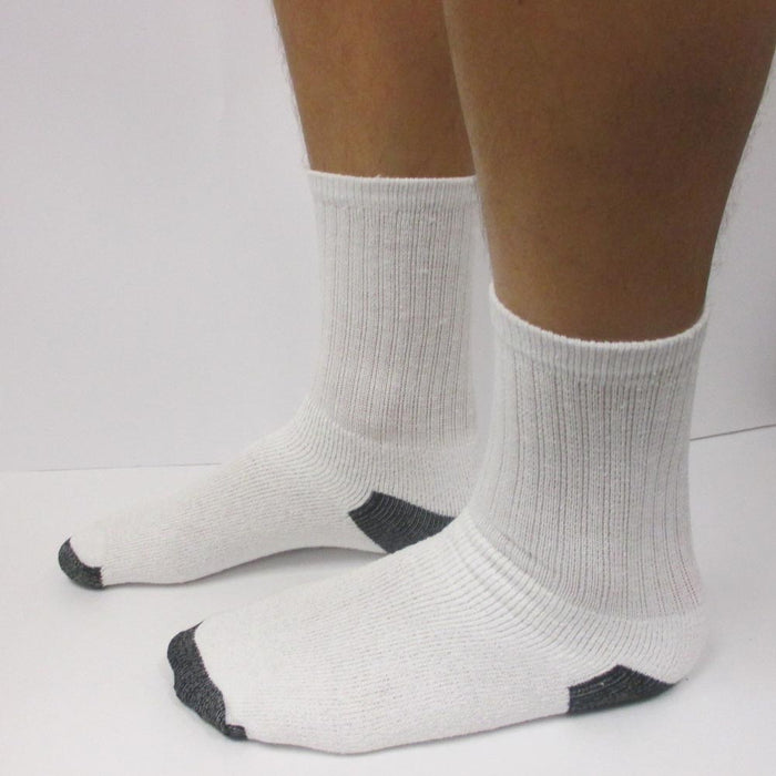 12 Pairs Mens Crew Sport Socks Cotton Calf Cushioned Old School Tube White 9-11