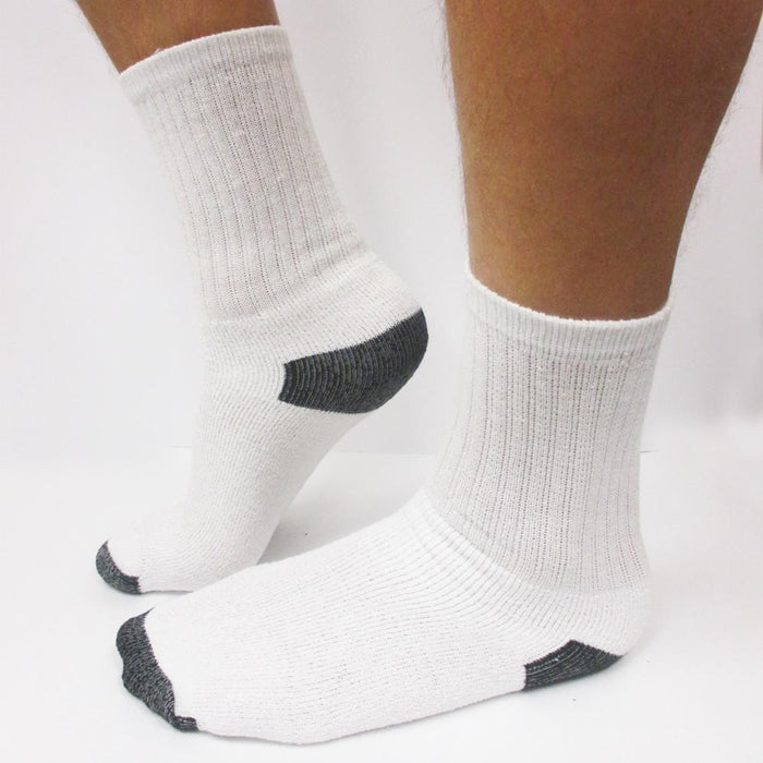 12 Pairs Mens Crew Sport Socks Cotton Calf Cushioned Old School Tube White 9-11