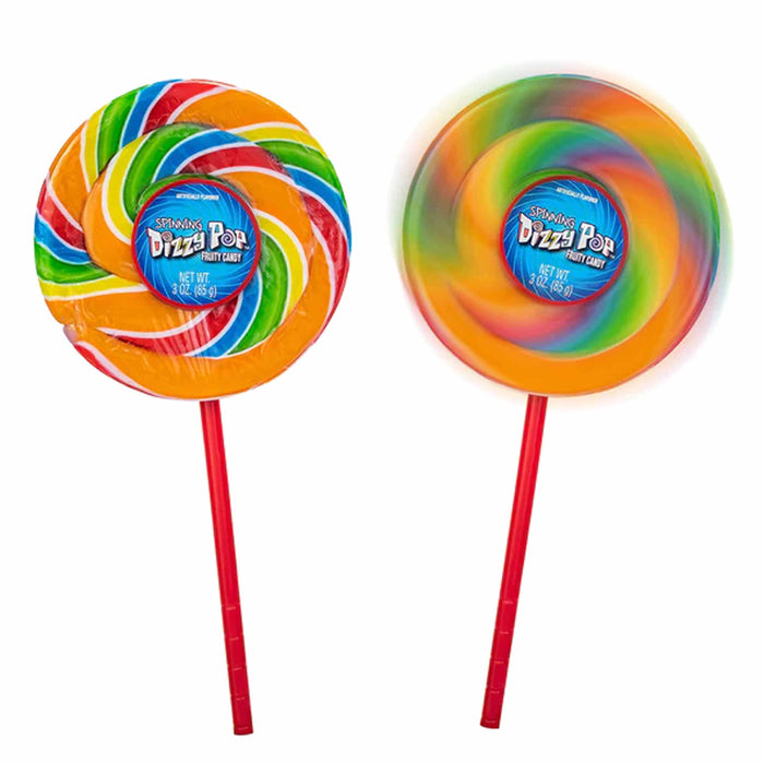 4 Pc Spinning Lollipops Dizzy Pop Spiral Fruit Rainbow Candy Sucker Swirl Treats