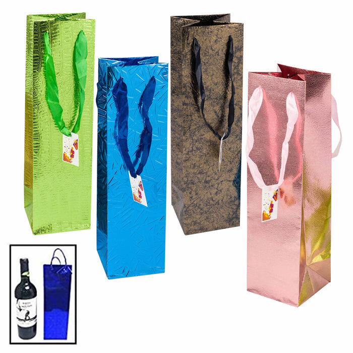 12 Pack Wine Bottle Gift Bags 14"LX4"W All Occasion With Handles Birthday Party