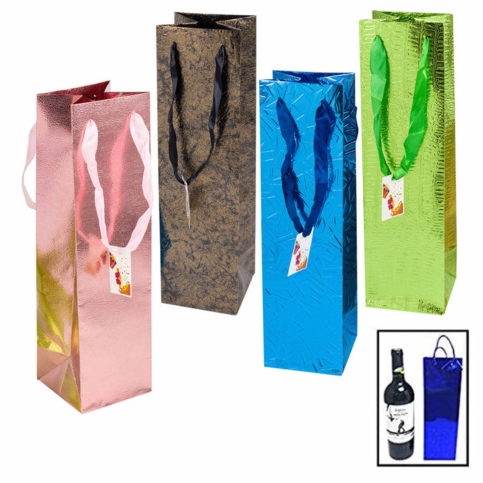 12 Pack Wine Bottle Gift Bags 14"LX4"W All Occasion With Handles Birthday Party