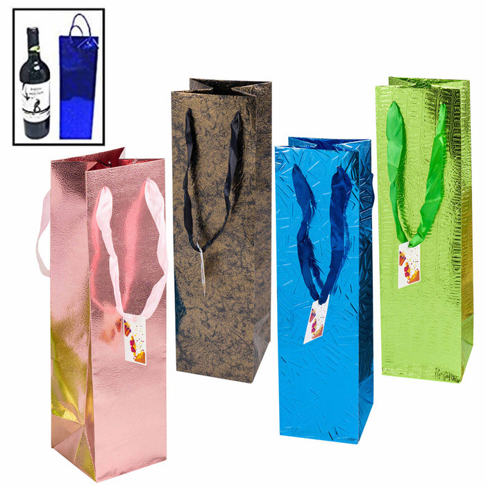 12 Pack Wine Bottle Gift Bags 14"LX4"W All Occasion With Handles Birthday Party