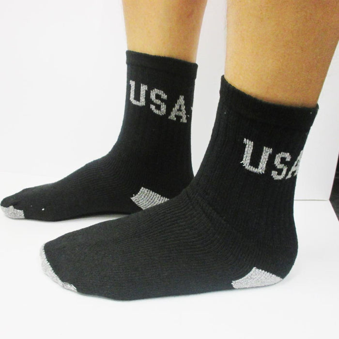 12pk Mens Socks Everyday Cushion Athletic Fitness Crew Training Black 10-13 Usa