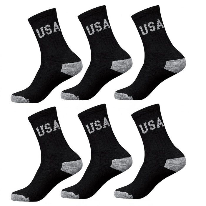 12pk Mens Socks Everyday Cushion Athletic Fitness Crew Training Black 10-13 Usa