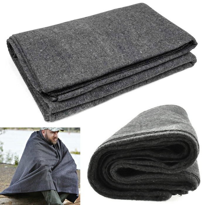 1 Wool Blanket Outdoor Cover Military Camping Survival Warm 51"x80" 2lbs Large