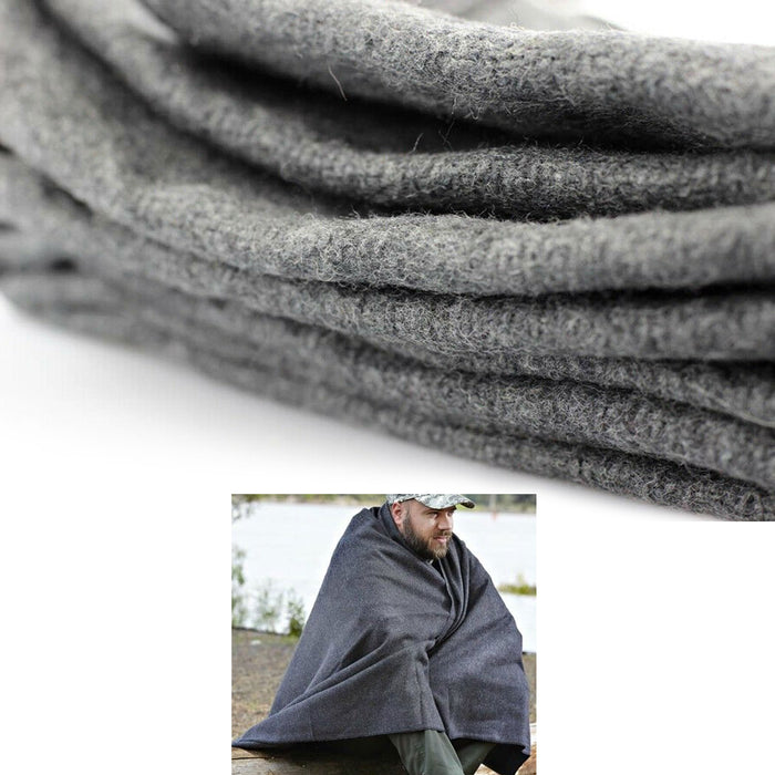 1 Wool Blanket Outdoor Cover Military Camping Survival Warm 51"x80" 2lbs Large