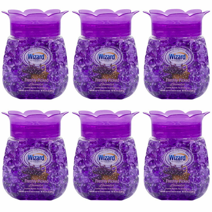 6 Wizard Odor Eliminator Gel Beads Lavender Scent Air Freshener Fragrance Aroma