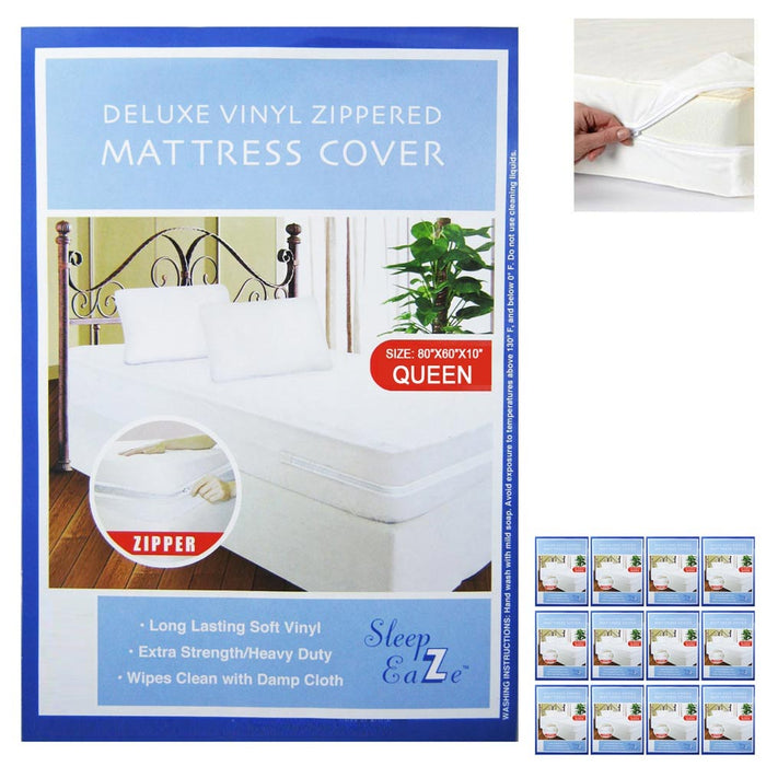 12 Zippered Mattress Encasement Waterproof Queen Size Cover Protector Bedding