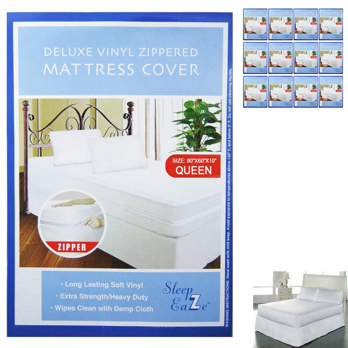 12 Zippered Mattress Encasement Waterproof Queen Size Cover Protector Bedding