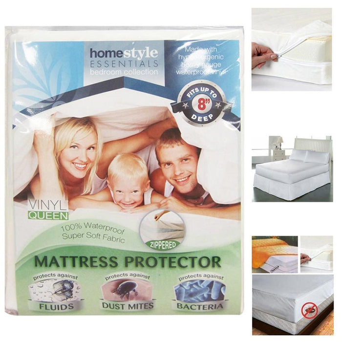 12 Zippered Mattress Encasement Waterproof Queen Size Cover Protector Bedding