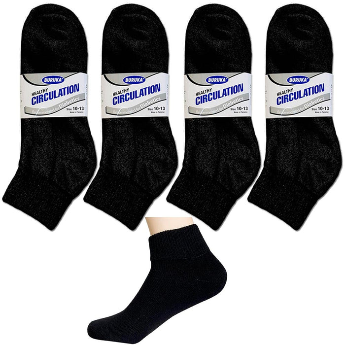 12 Men Diabetic Socks Non Binding Top Circulatory Health Loose Fit Black 10-13