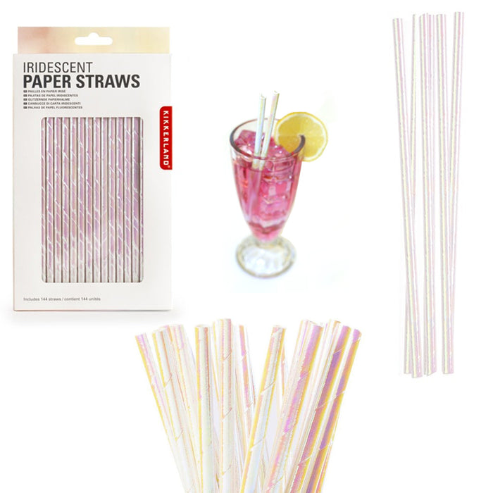 288 Pc Kikkerland Paper Straws Biodegradable Food Safe Iridescent Holographic