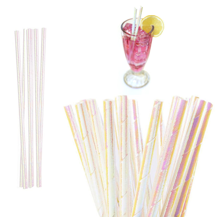 288 Pc Kikkerland Paper Straws Biodegradable Food Safe Iridescent Holographic