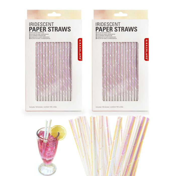 288 Pc Kikkerland Paper Straws Biodegradable Food Safe Iridescent Holographic