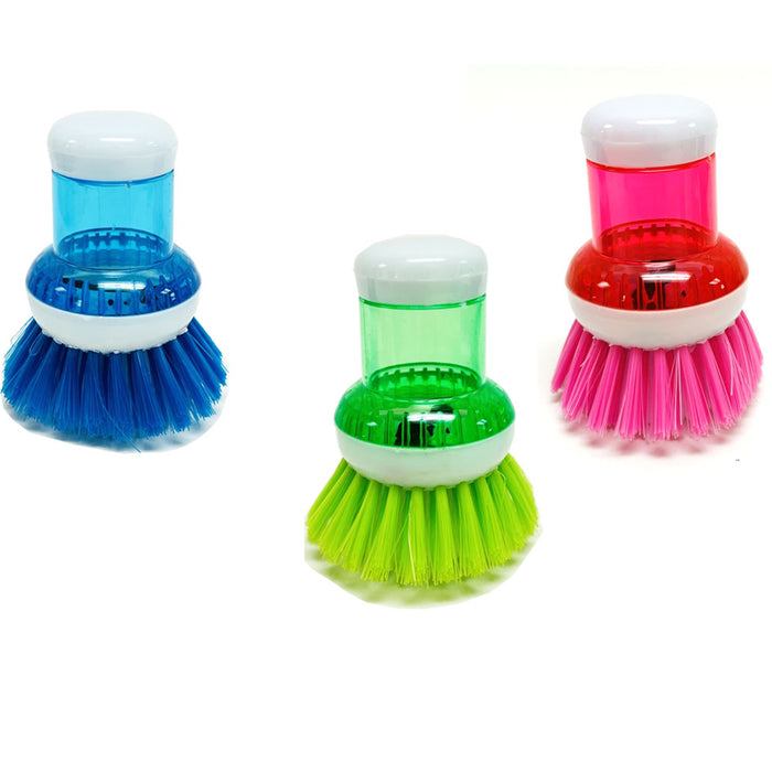 6 Scrubber Soap Dispense Palm Wash Brush Cleaning Pan Pot Dish Bowl Kitchen Tool