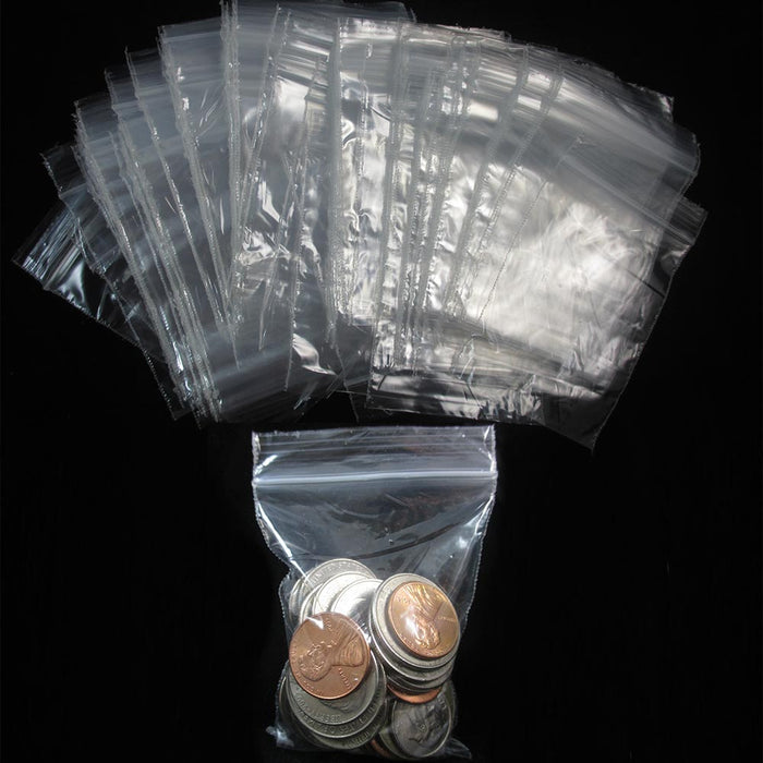 200 Poly Bags 2"Wx3"H Reclosable Clear Plastic Small Baggies Beads 2Mil