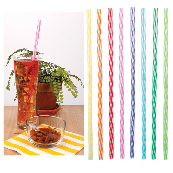 48 Pc Kikkerland Reusable Straws Milkshake Rainbow 11" Food Safe Birthday Party