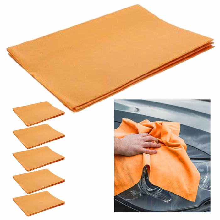 6 Pk Car Cleaning Shammy Synthetic Chamois Premium Absorbent Towel Drying Detail