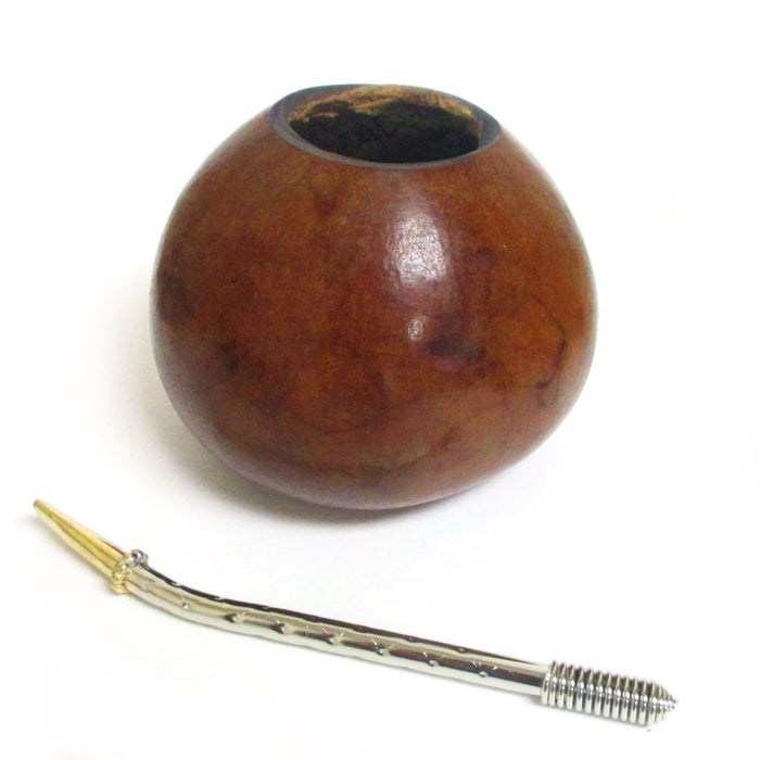 TRADITIONAL ARGENTINE MATE GOURD WITH STRAW BOMBILLA DRINK EASY 3357