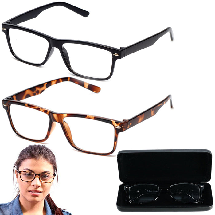 1 Pair Techies Anti-Reflective Glasses 1 Black Case Blue Blocking Computer Lens