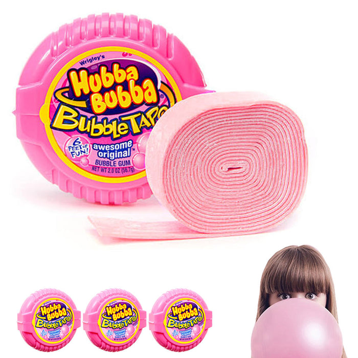 3 Pack Hubba Bubba Bubble Gum Tape Original Flavor Awesome Gum Fun 6ft Long Each