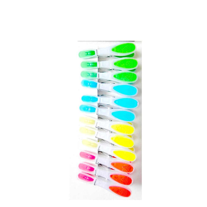 12 Pack Plastic Soft Touch Clothes Pins Pegs Laundry Rubber Tip Clothespins Hang