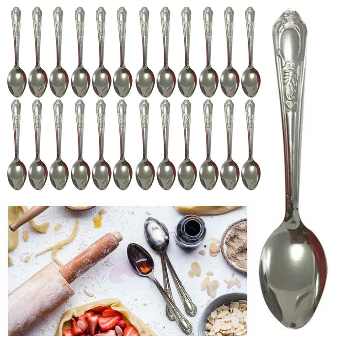 24 Stainless Steel Tablespoons Dinner Spoons Silverware Flatware Eating Utensils