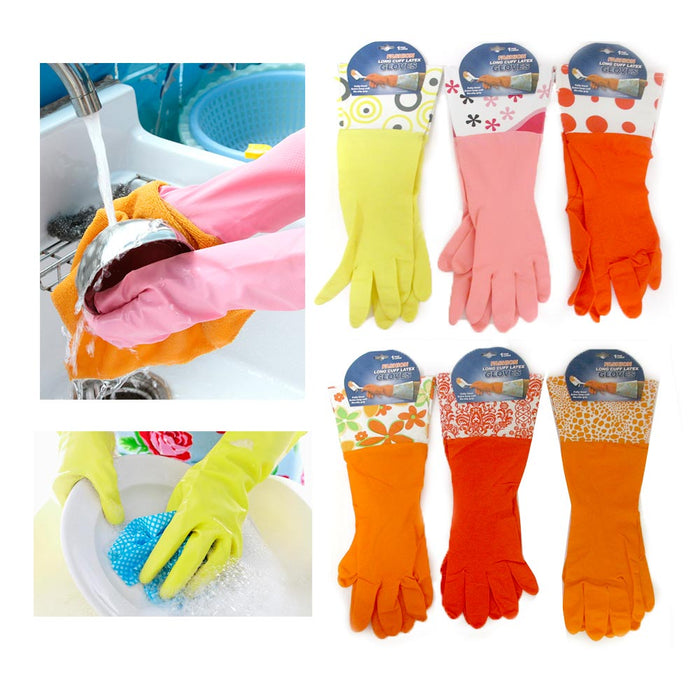 2 Pair Rubber Gloves Latex Kitchen Washing Cleaning Multi Purpose Protect Hand