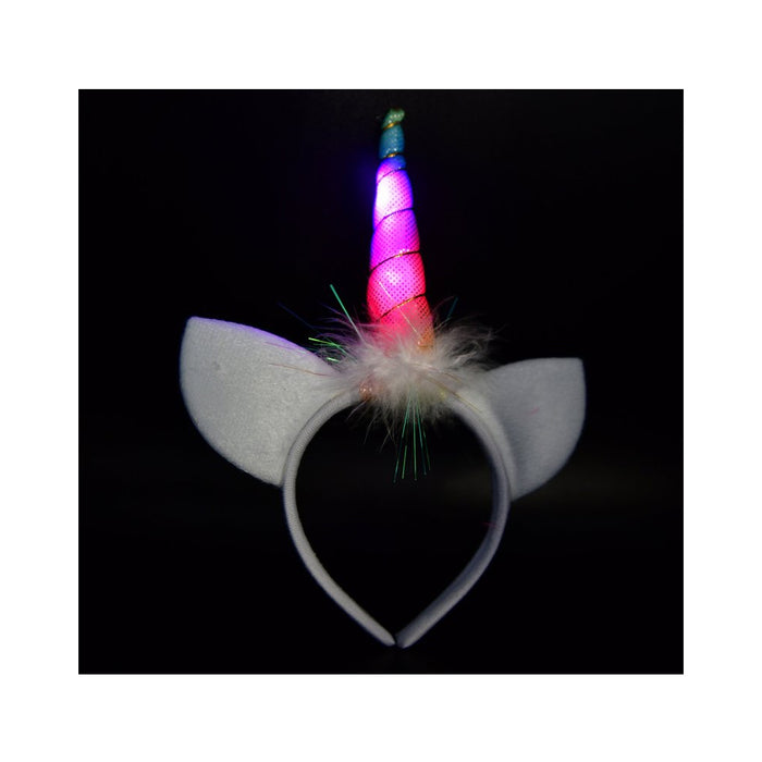 2 Magical Unicorn Glow Head Band Light Up Horn Party Kids Headband Dress Cosplay