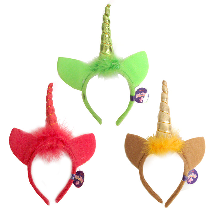 2 Magical Unicorn Glow Head Band Light Up Horn Party Kids Headband Dress Cosplay