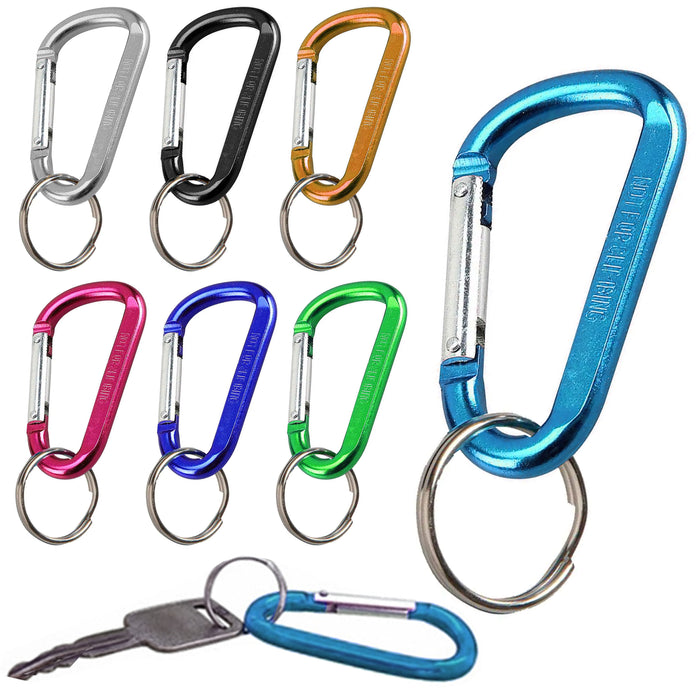 6 Pc Small D-Ring Aluminum Carabiner 2-3/8" Clip Snap Lock Hook Key Chain Colors