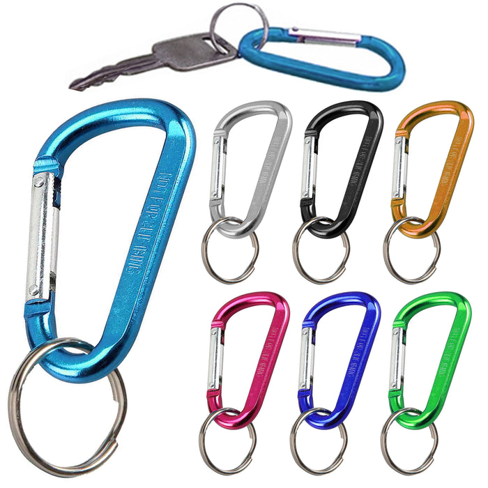 6 Pc Small D-Ring Aluminum Carabiner 2-3/8" Clip Snap Lock Hook Key Chain Colors