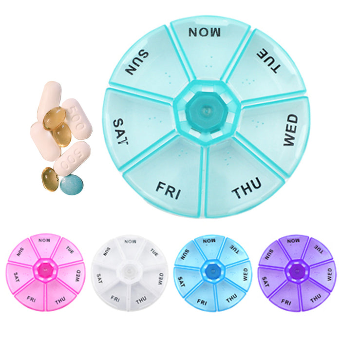 1 Round 7 Day Pill Box Medicine Organizer  Daily Weekly Medication Holder Travel