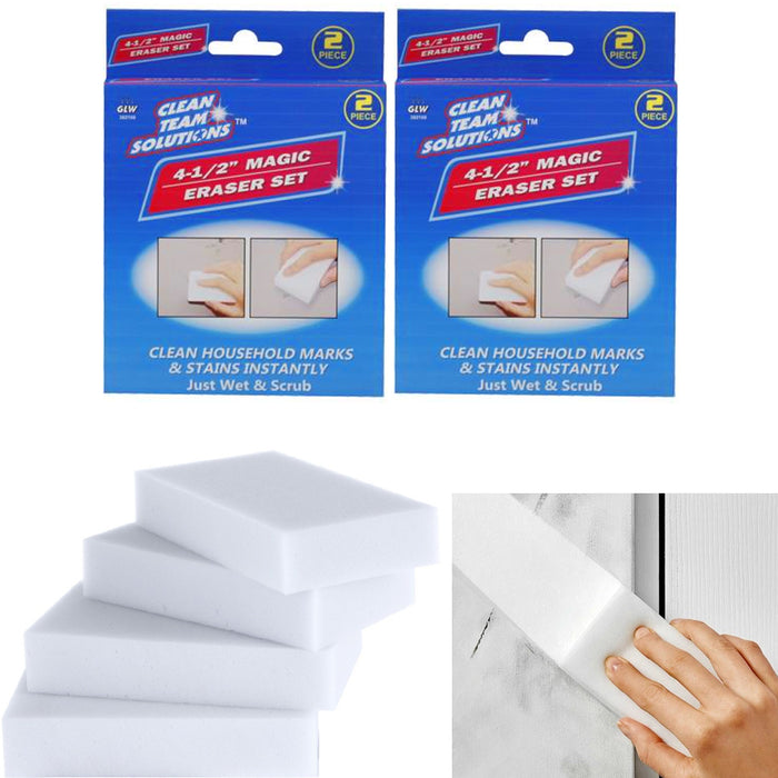 4 Pc White Eraser Sponge Stain Marks Cleaner Wash Washing White Scrub Cleaning