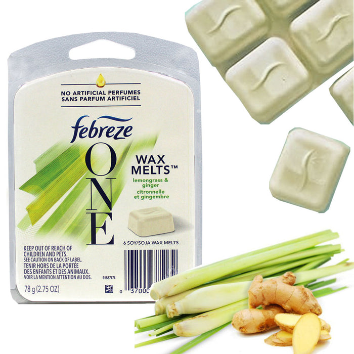 4 Pk Febreze Scented Soy Wax Melts Lemongrass Ginger Cube Tarts Warmers 2.75oz