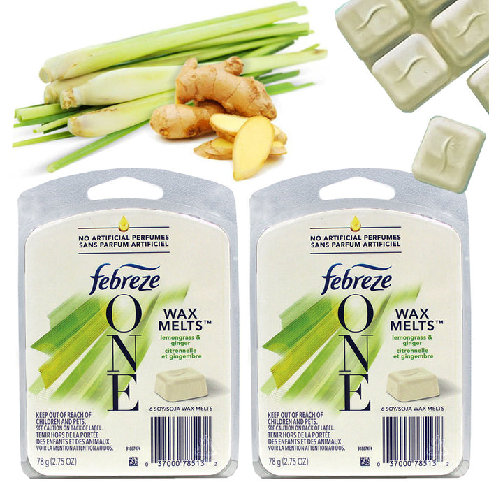 2 Pk Febreze Wax Melts Lemongrass Ginger Scent Cube Tarts Candle Warmers 2.75oz