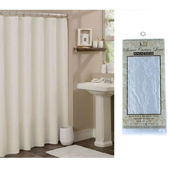 1 White Shower Curtain Magnetic Liner Vinyl Bathroom Waterproof Washable 70X72in