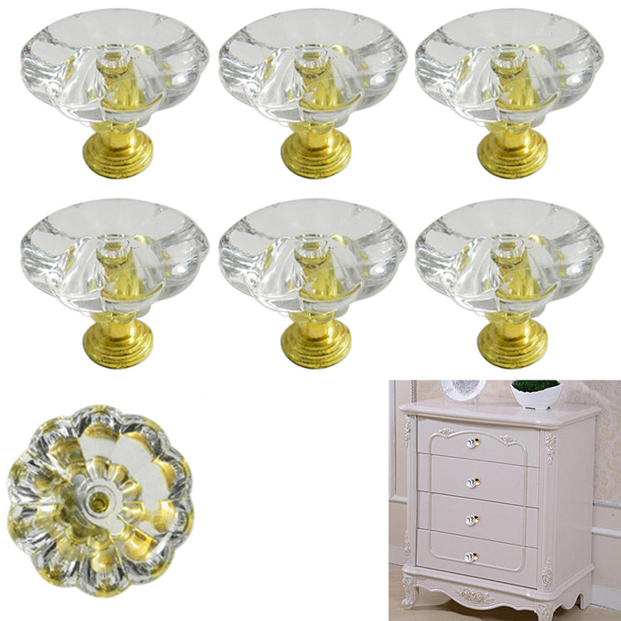 8 Pc Cabinet Door Knob Gold Diamond Dresser Chest Drawer Pull Handles Cupboard