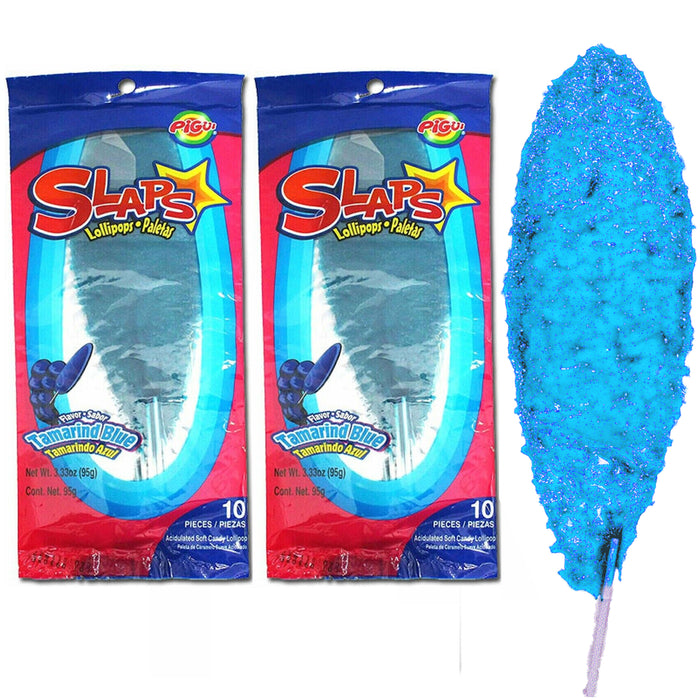 20 Pc Mexican Lollipops Pigui Slaps Tamarind Blue Flavor Paletas Fruit Pop Candy