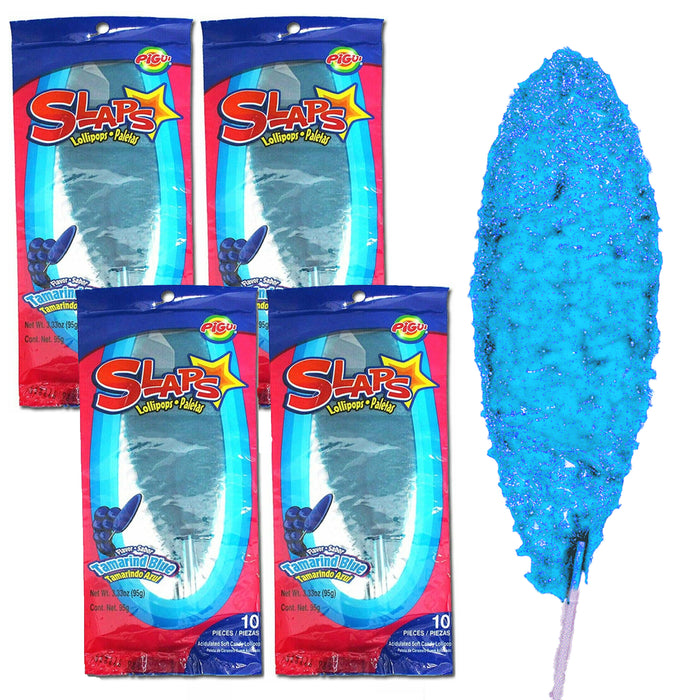 40 Pc Tamarind Blue Flavor Paletas Mexican Lollipops Slaps Cachetadas Suckers