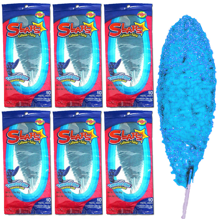 60 Pc Mexican Lollipops Tamarind Blue Flavor Paletas Slaps Suckers Cachetadas