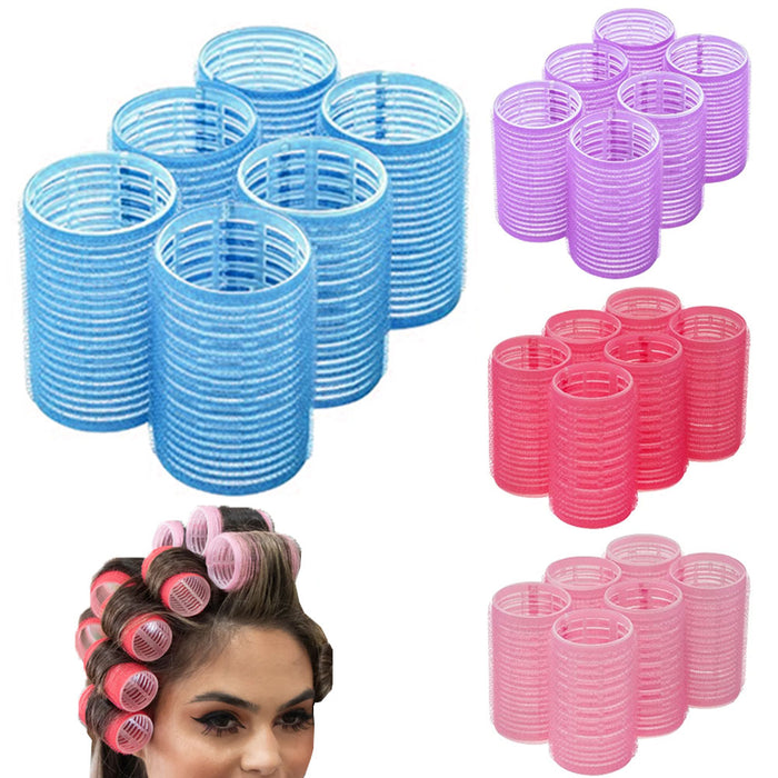 96 Pc Bulk Salon Hair Rollers Self Stick Grip Cling Heatless Curlers 1.2" Waves