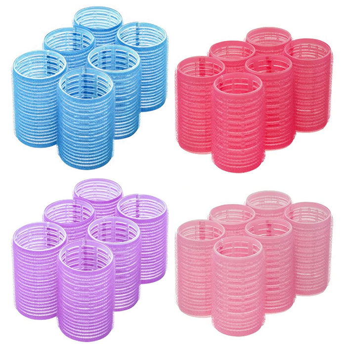 48 Pc Cling Hair Rollers Self Stick Grip Heatless Curlers 1.2" Curls Salon Waves