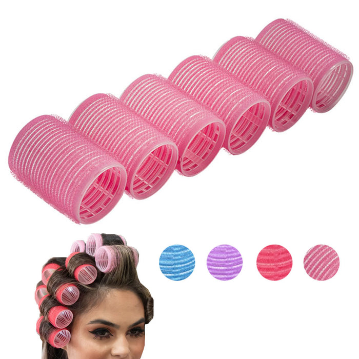 24 Pc Heatless Curlers Self Grip Hair Rollers 1.2" Cling Curls Waves Style Salon