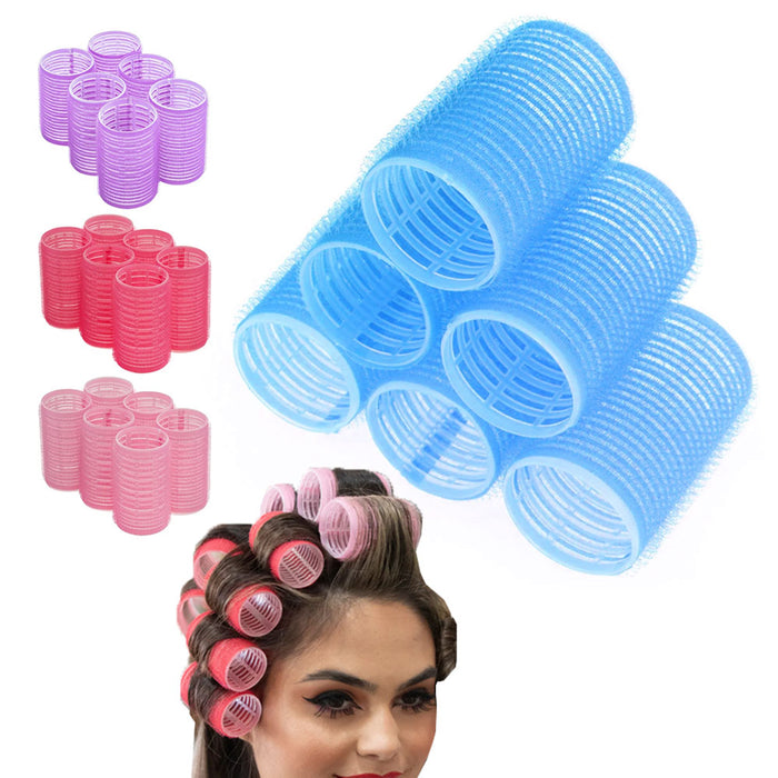 96 Pc Bulk Salon Hair Rollers Self Stick Grip Cling Heatless Curlers 1.2" Waves