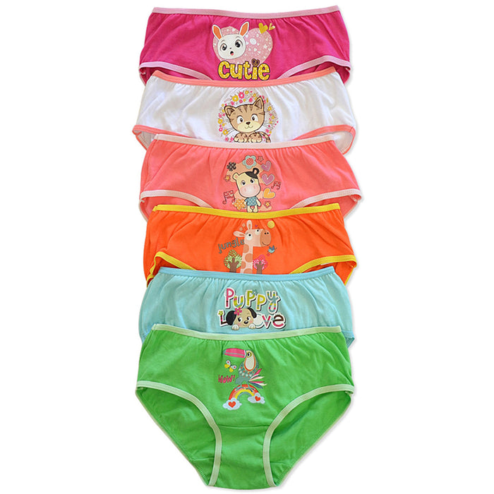 6 Pc Girls Briefs Panties 100% Cotton Underwear Cute Children Panty Kids Size L