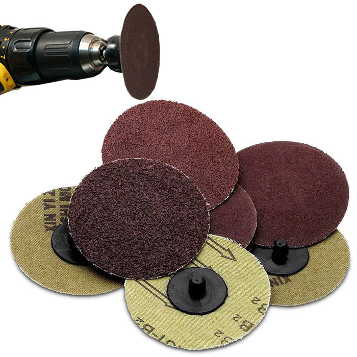 50Pcs 3" 60 Grit Sanding Disc R Type Discs Abrasive Roll Lock MEDIUM US