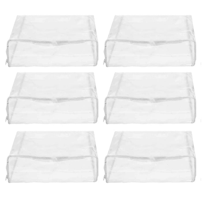 AllTopBargains 6 PC Zippered Storage Bags Clear Vinyl Clothes Blanket Home Space Saver 15X18X6