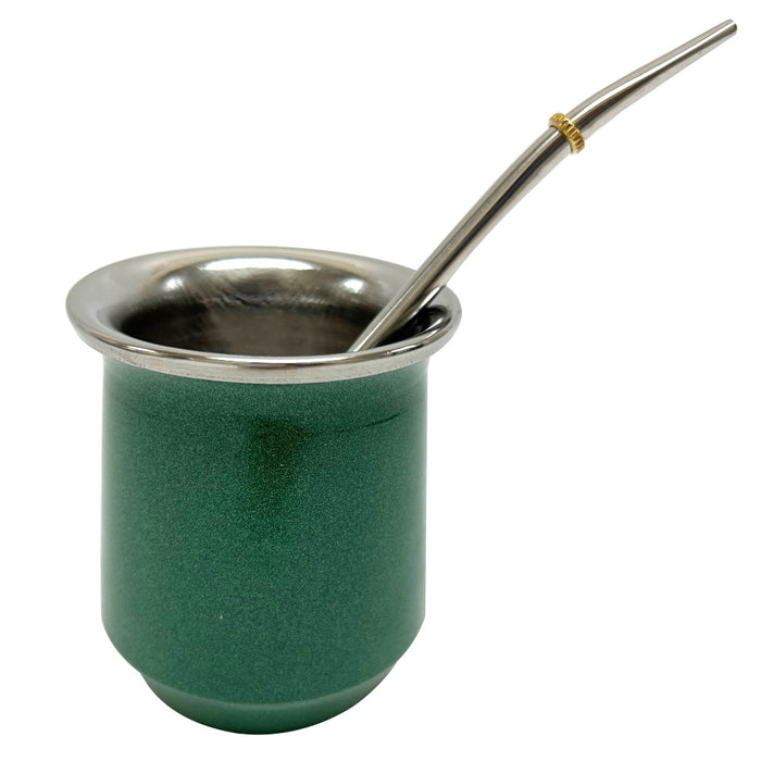 Argentina Mate Gourd Bombilla Stainless Steel Straw Green Tea Cup Double Walled