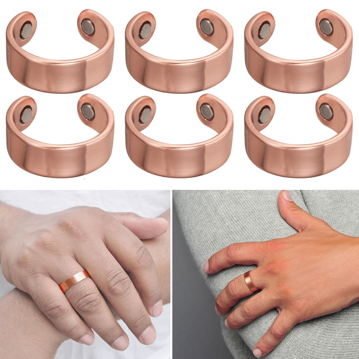 6 X Magnetic Pure Copper Ring Healing Jewelry Arthritis Finger Joint Relief Gift